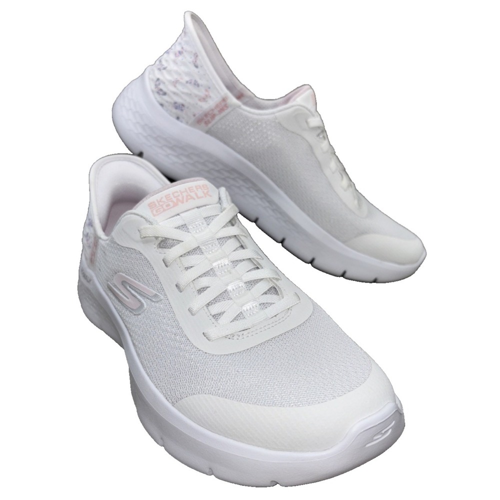 Skechers Slip-ins Go Walk Hands Free Walking Shoes Women's Size 10 White Pink